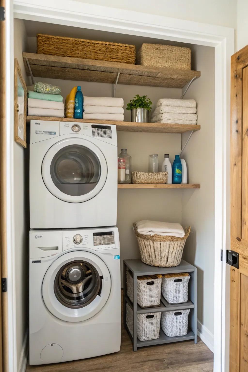 A well-designed laundry nook maximizes small spaces.