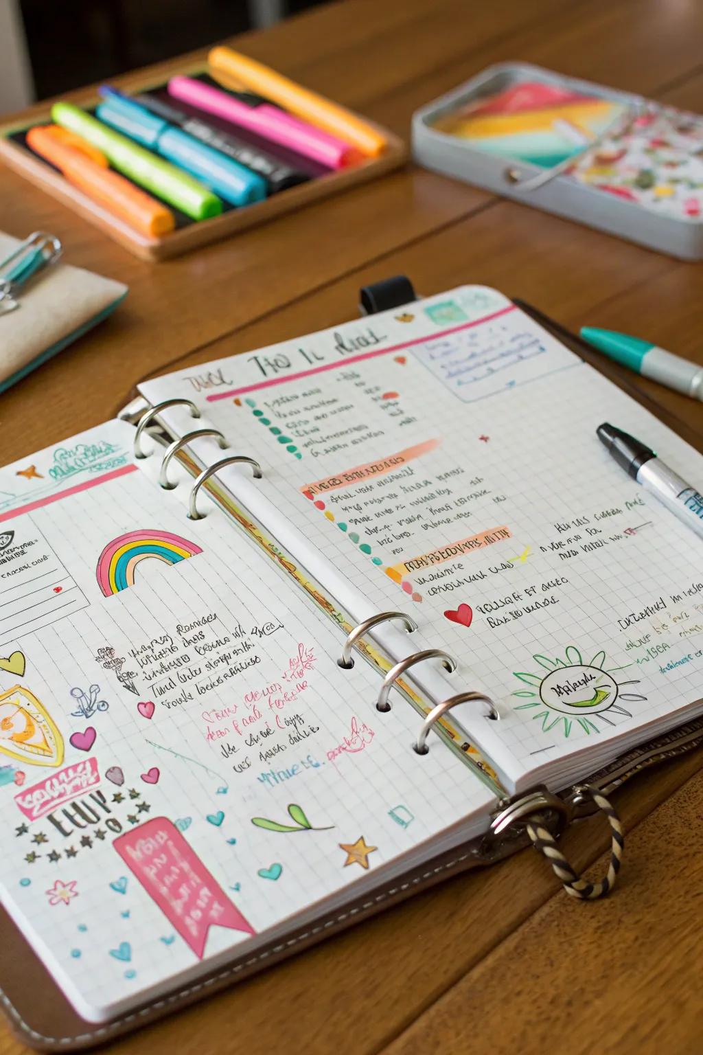 A creative journal section helps capture thoughts and inspiration.