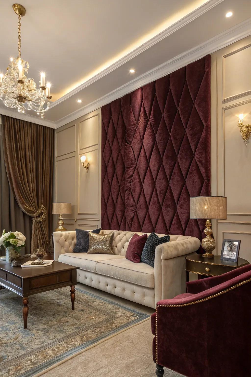 A soft velvet surface adds high-end warmth.