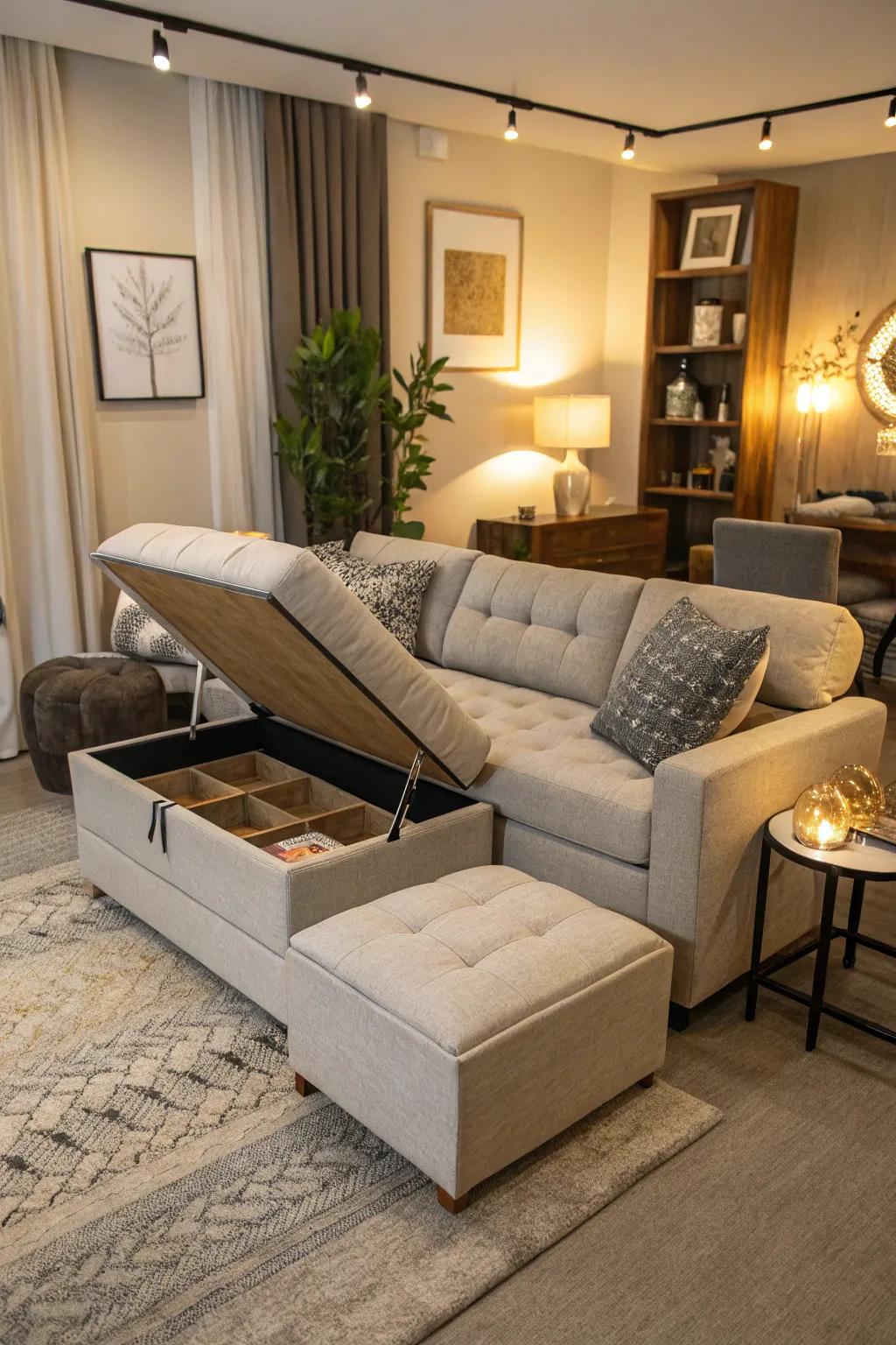 Multi-functional furniture optimizes space and utility.