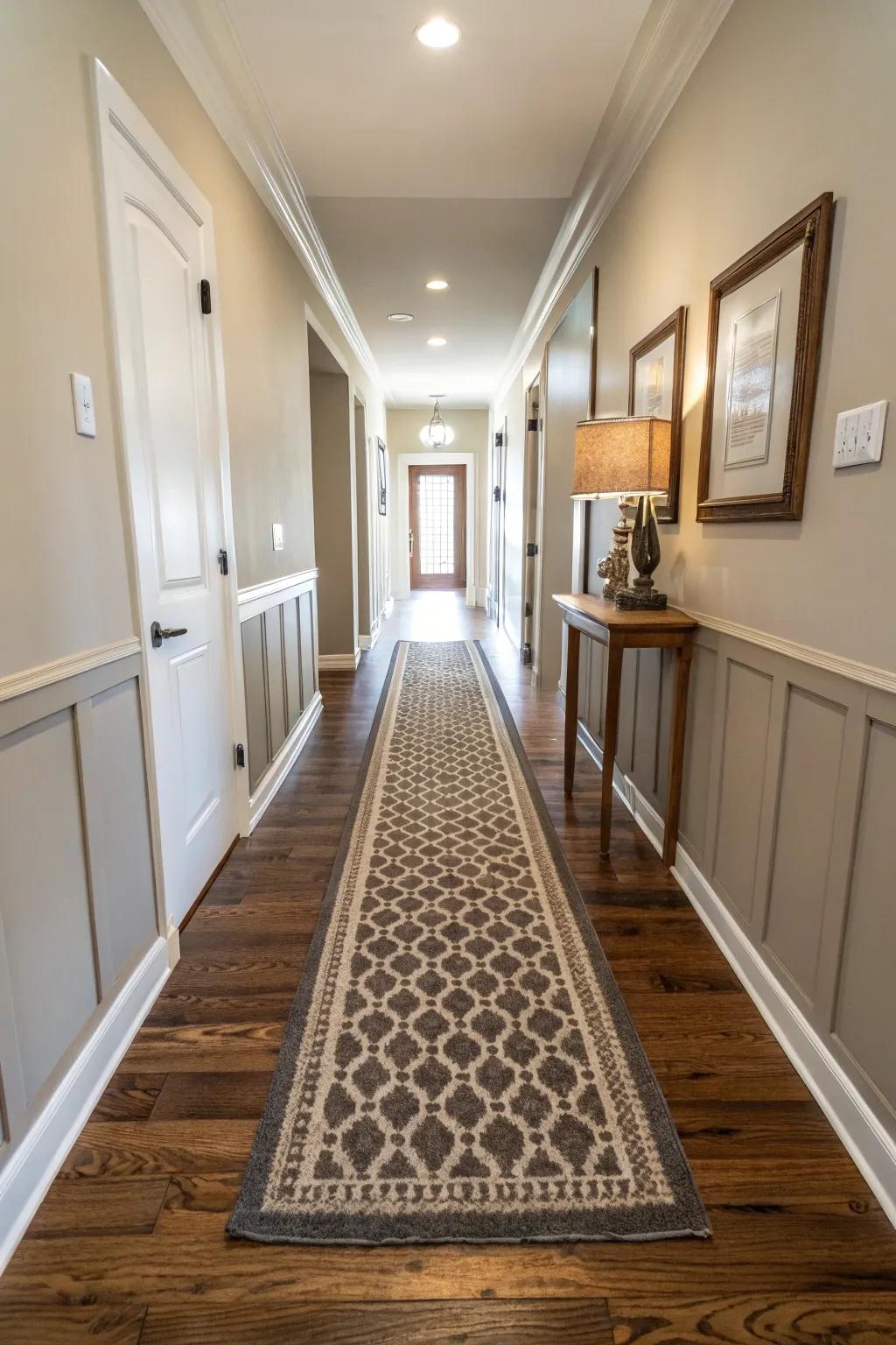 Floor covering runners add style and warmth to transitional spaces.
