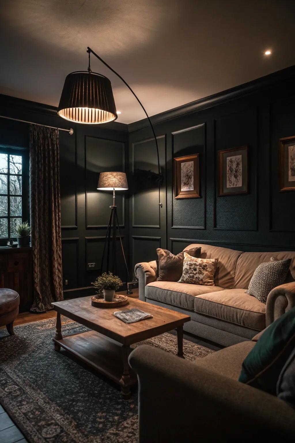 Bold shades adding impact to a living room.