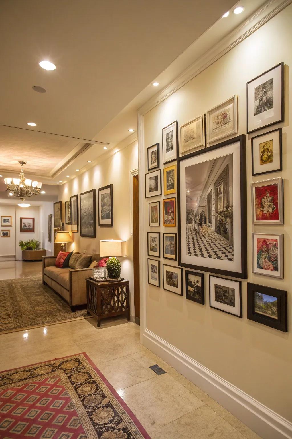 A personal touch with an art display in the entrance hall