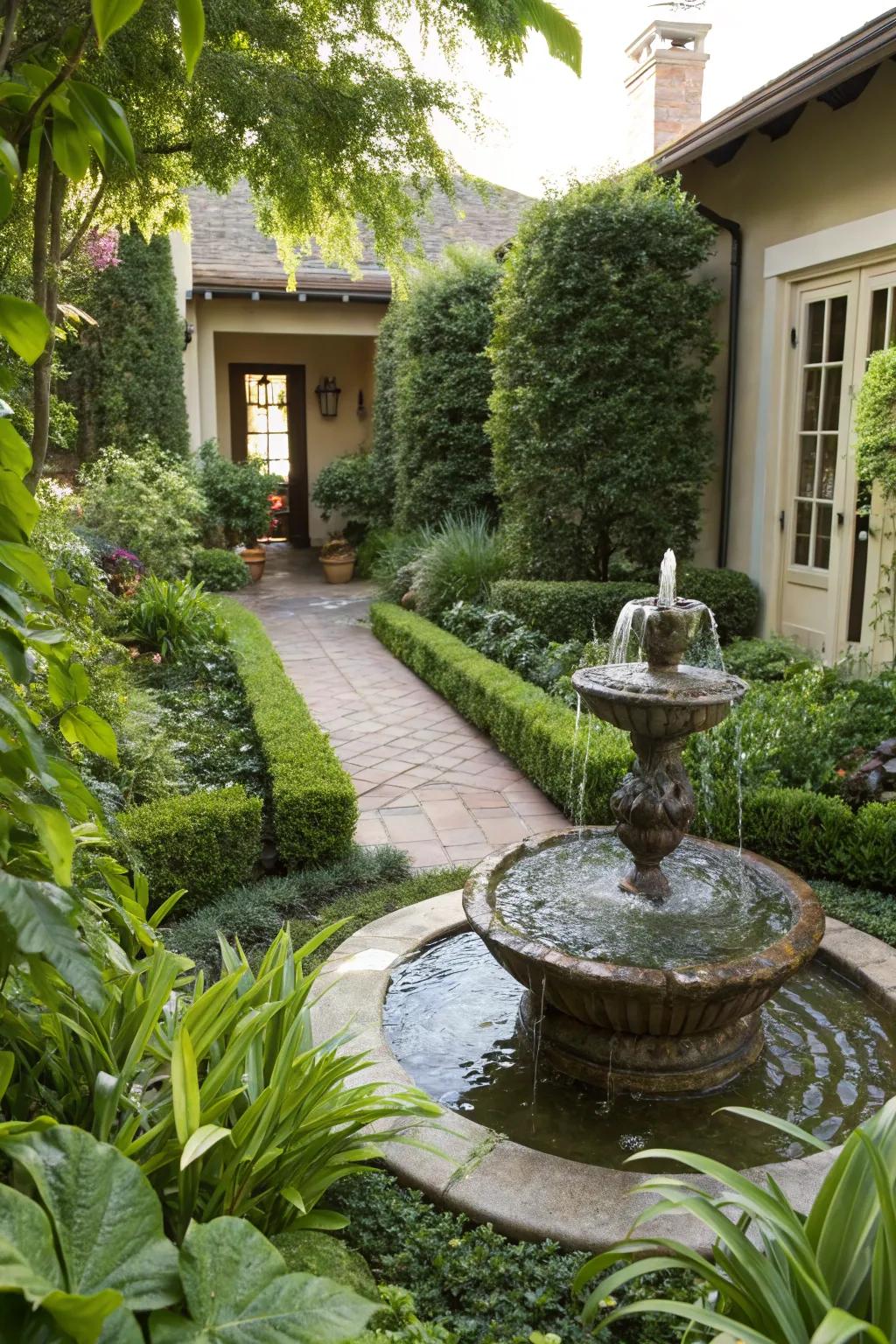 Water features introduce a calming sensation to all gardens.