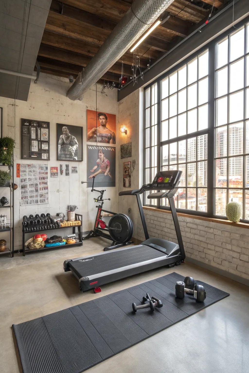 Stay fit in the comfort of your own home with a well-equipped loft fitness center.