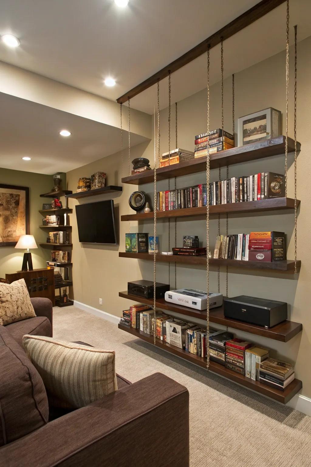 Hanging boards blend storage with sleek design.