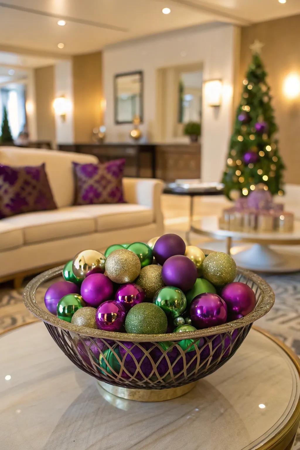 Add a touch of luxury with opulent bauble bowls.