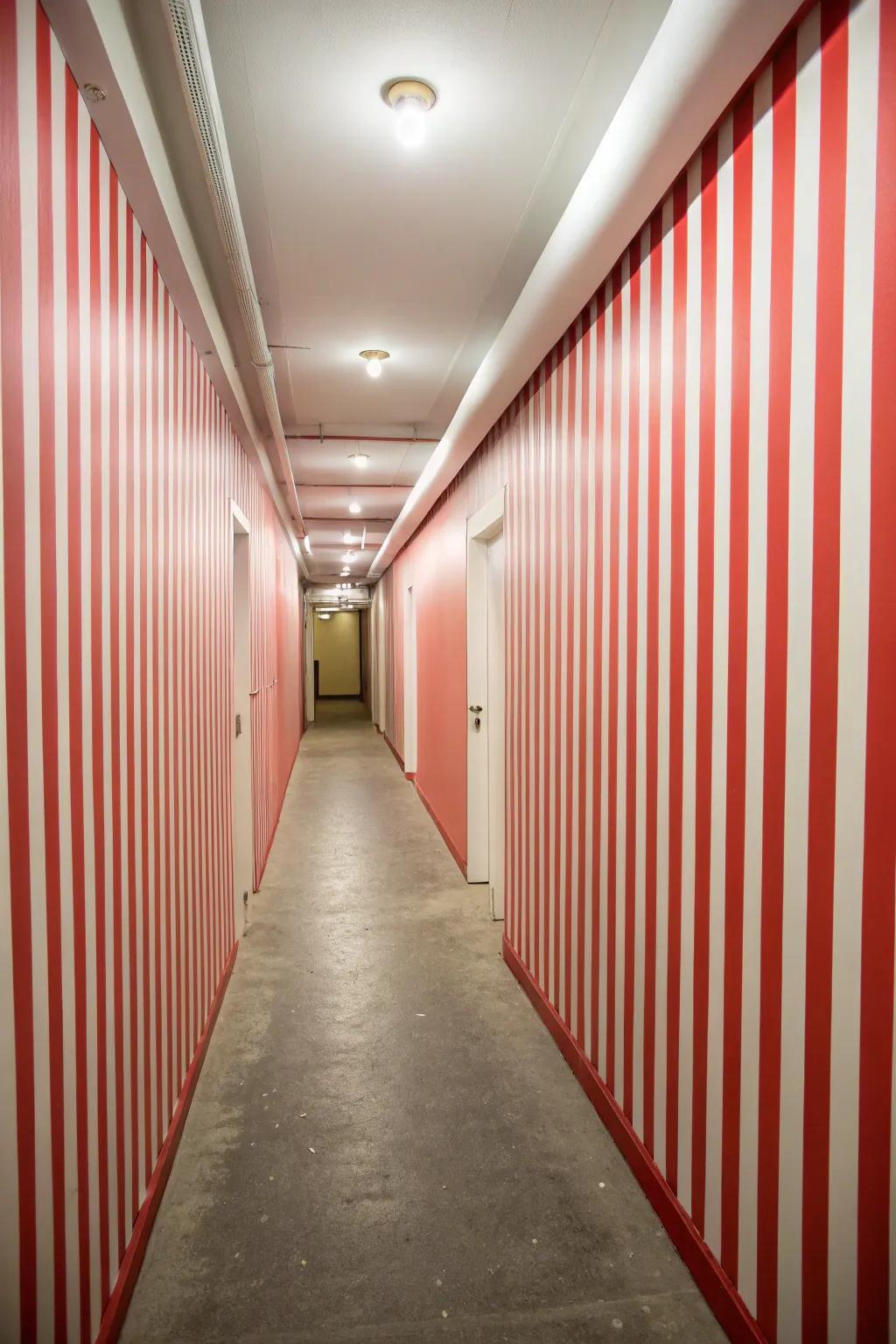 Striped wallpaper for a striking flair.