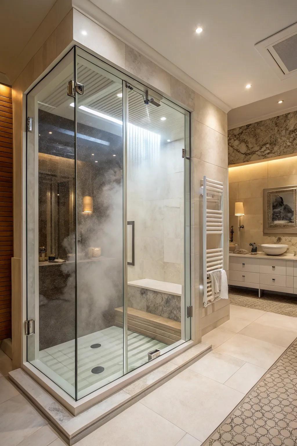 Steam attributes add a spa-like experience to your primary shower.