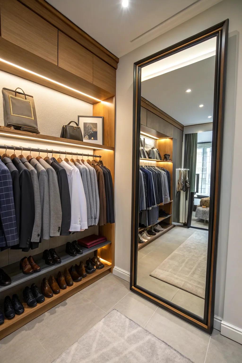 A full-length mirror that adds functionality and style.