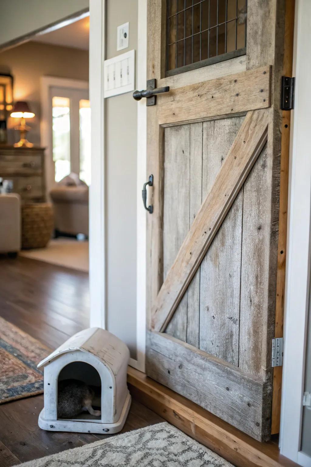 Pet-friendly barn doors combine practicality with aesthetic appeal.