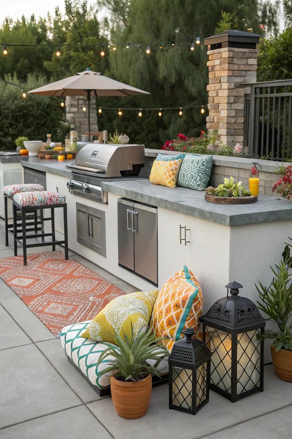 Vibrant color highlights personalize your BBQ space.