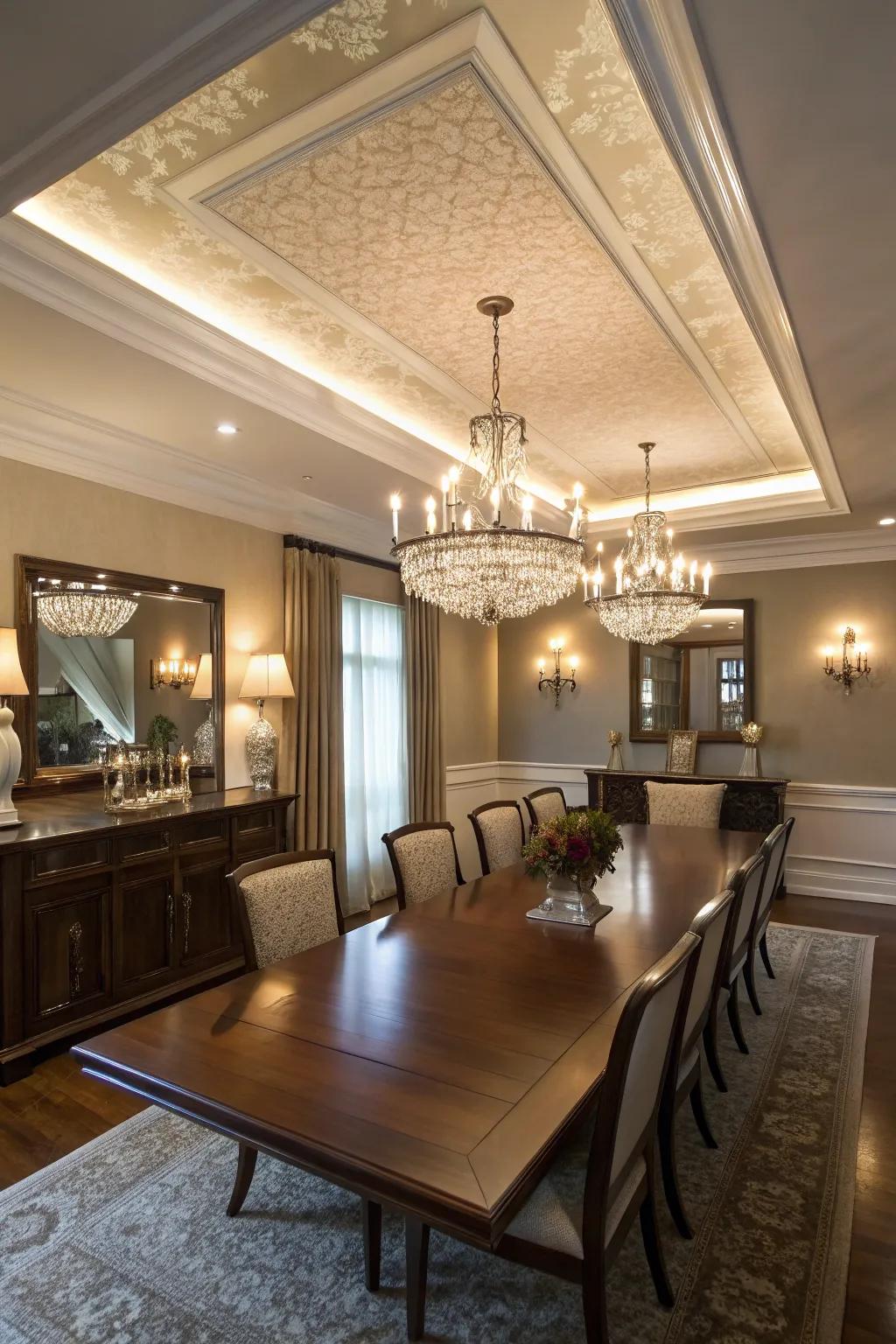 Tiered ceilings impart class alongside altitude.