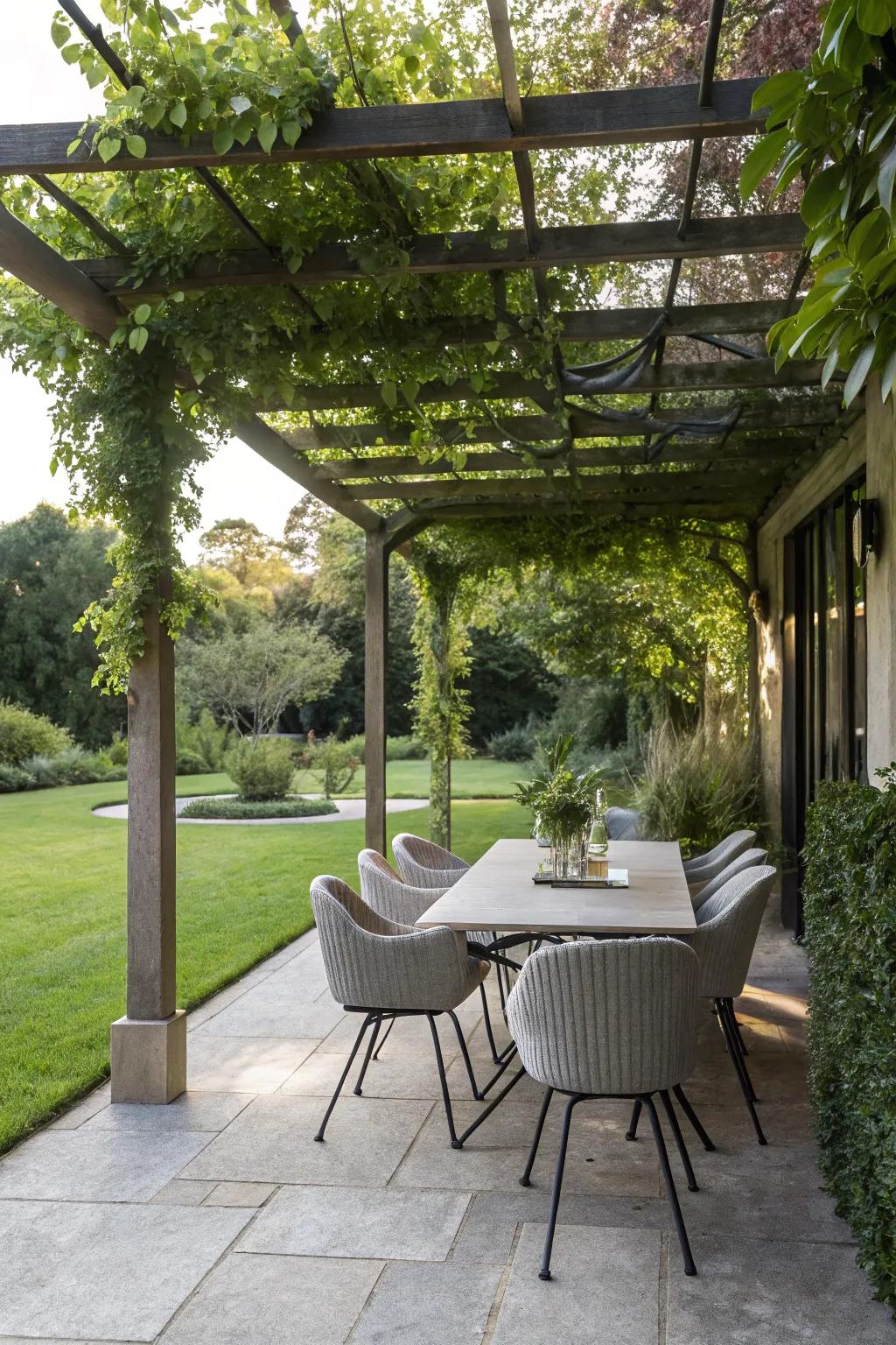 Extend your dining space outside with an arbor.