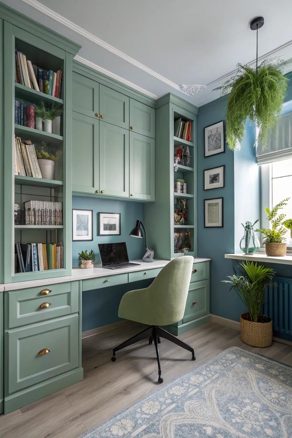 A study room with a productive color scheme.