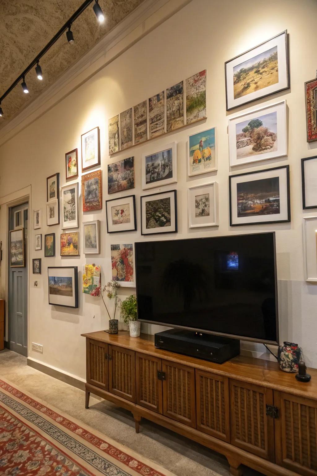 A display wall introduces character and interest to your TV area.