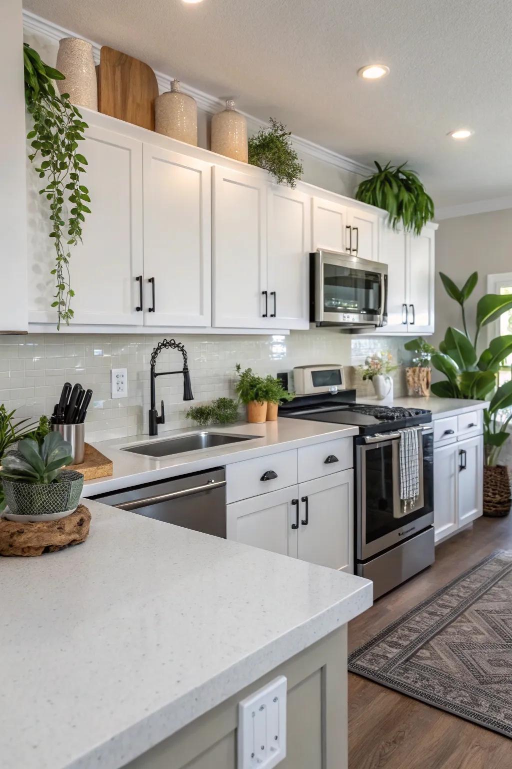 A cooking area fashioned for simplicity of upkeep, showcasing robust and stylish surfaces.