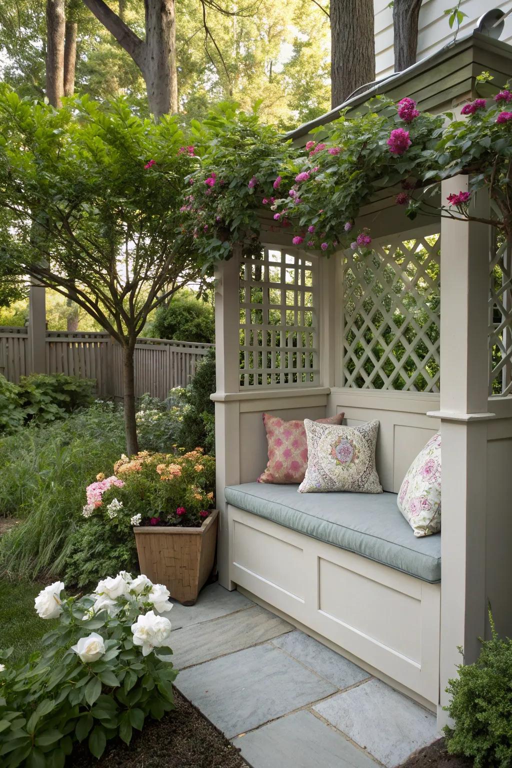 A peaceful outdoor nook, ideal for relishing fresh air and tranquility.
