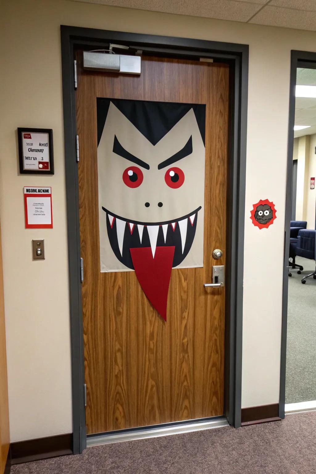 A blood sucker door that’s ready to bite into the Halloween spirit.