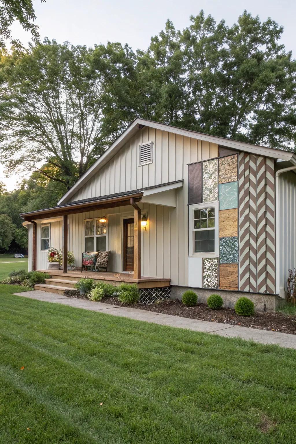 Accent walls add dimension and interest to the siding.