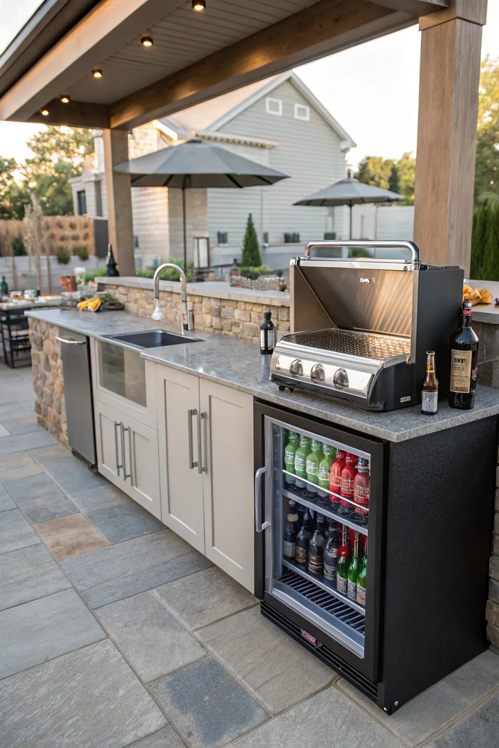 A drink station ensures drinks are always available and ready.