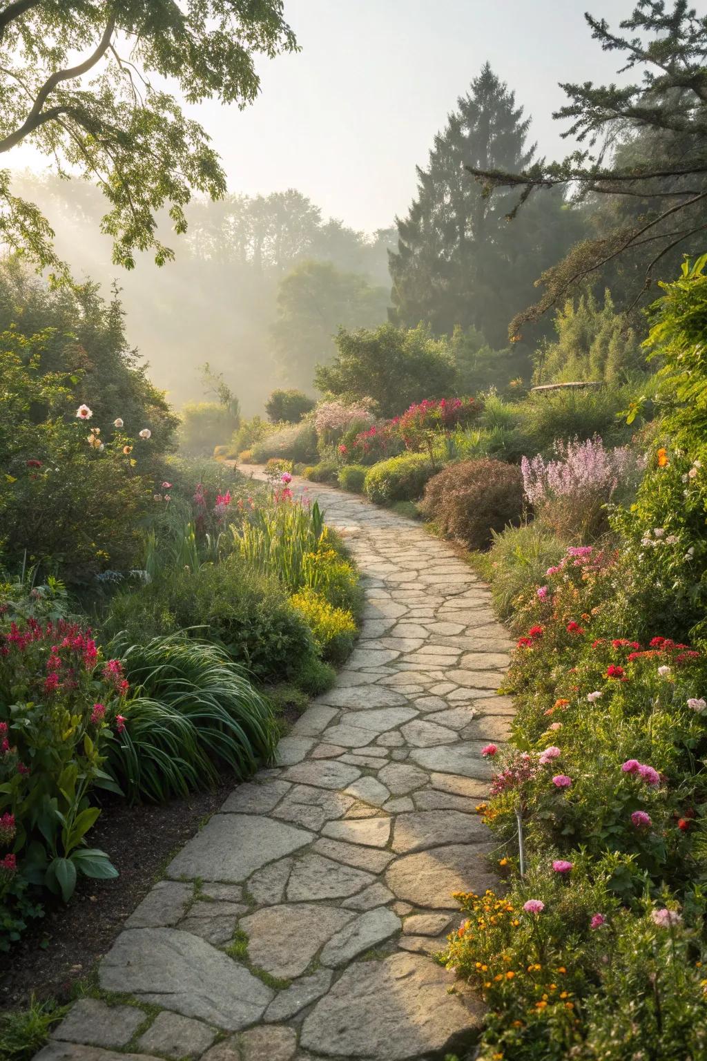 Roam through the splendor of your garden with a gorgeous pathway.