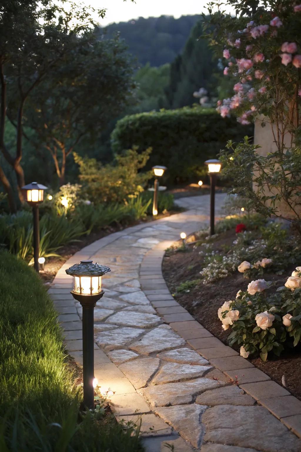 Staggered lighting for a natural feel.