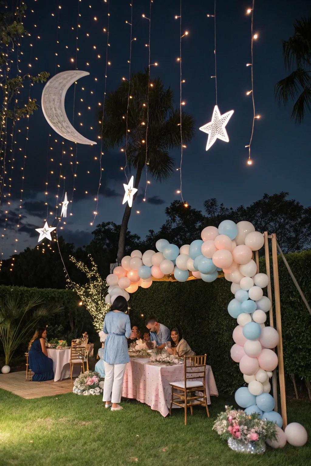 A starry night theme delivers a spellbinding dusk setting.