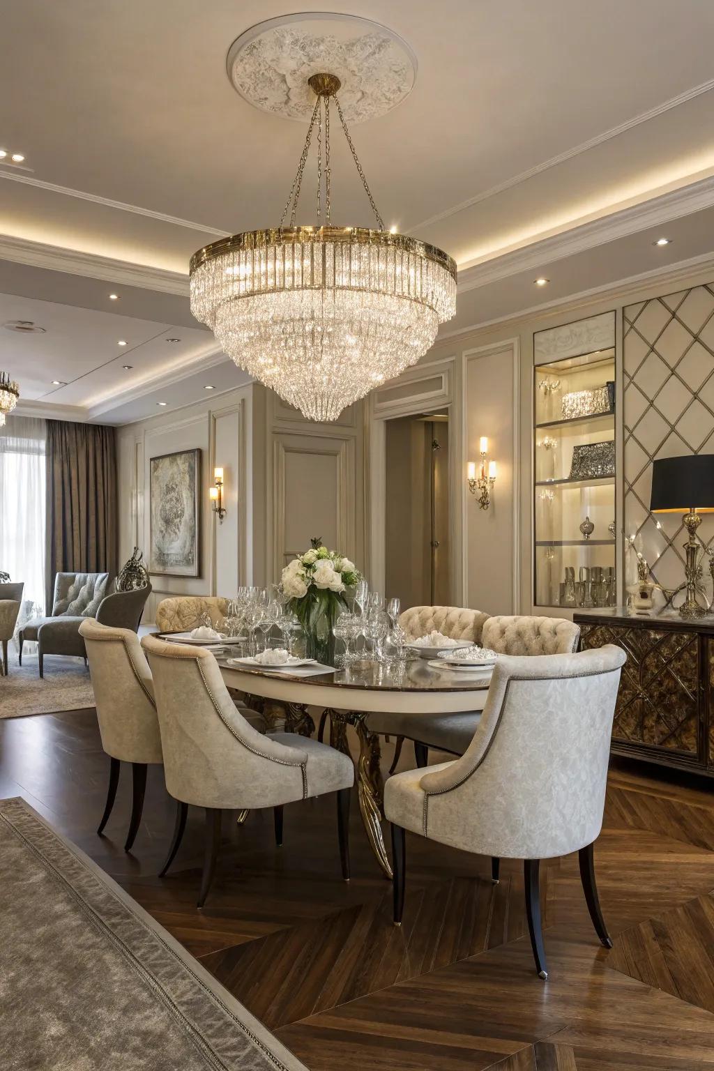 Clearstone fittings bring elegance and sparkle to the dining room.