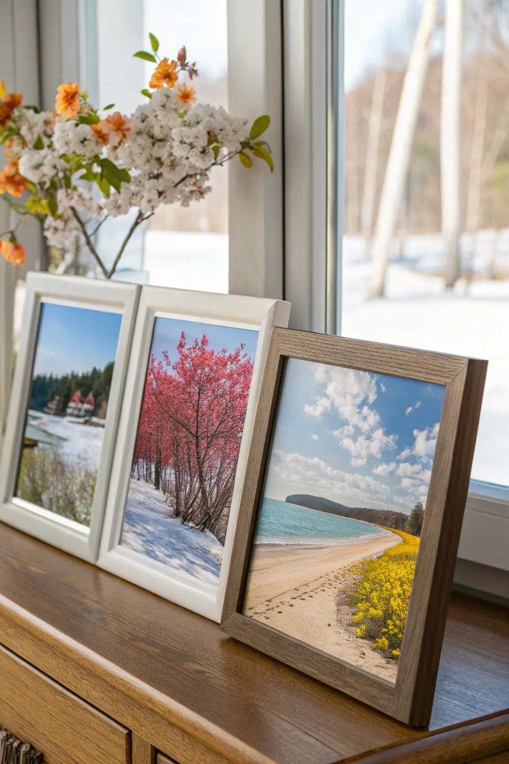 Seasonal frames bringing freshness and festivity.