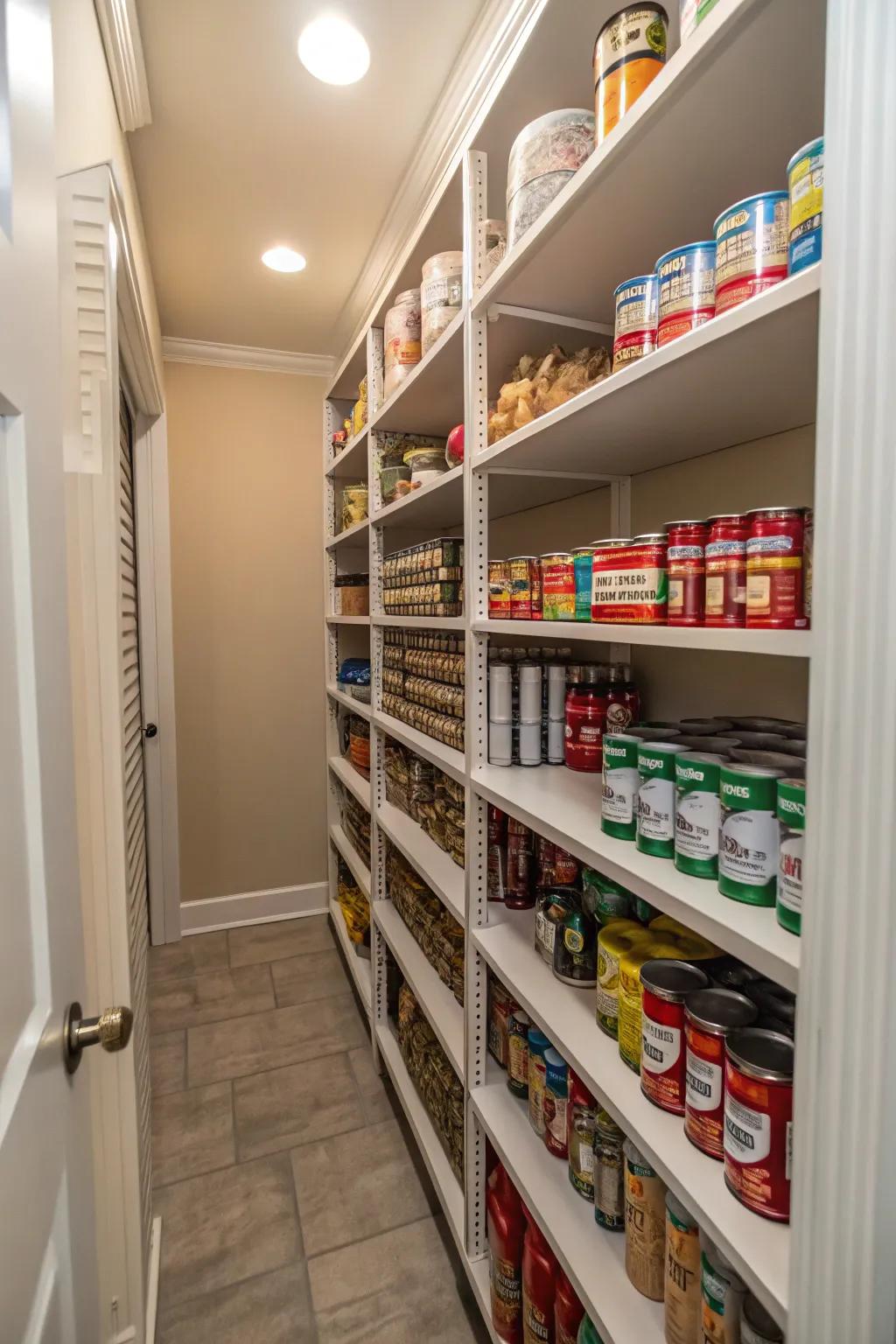 Take advantage of narrow areas using skinny shelves.
