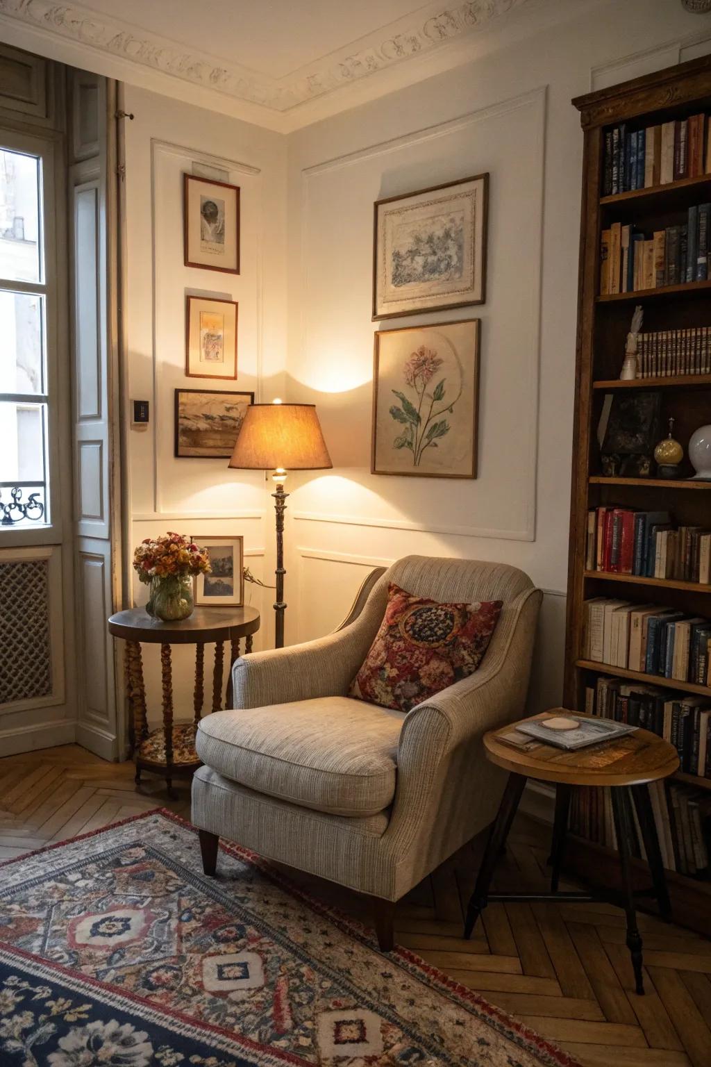Comfortable corners encourage relaxation and solitude.
