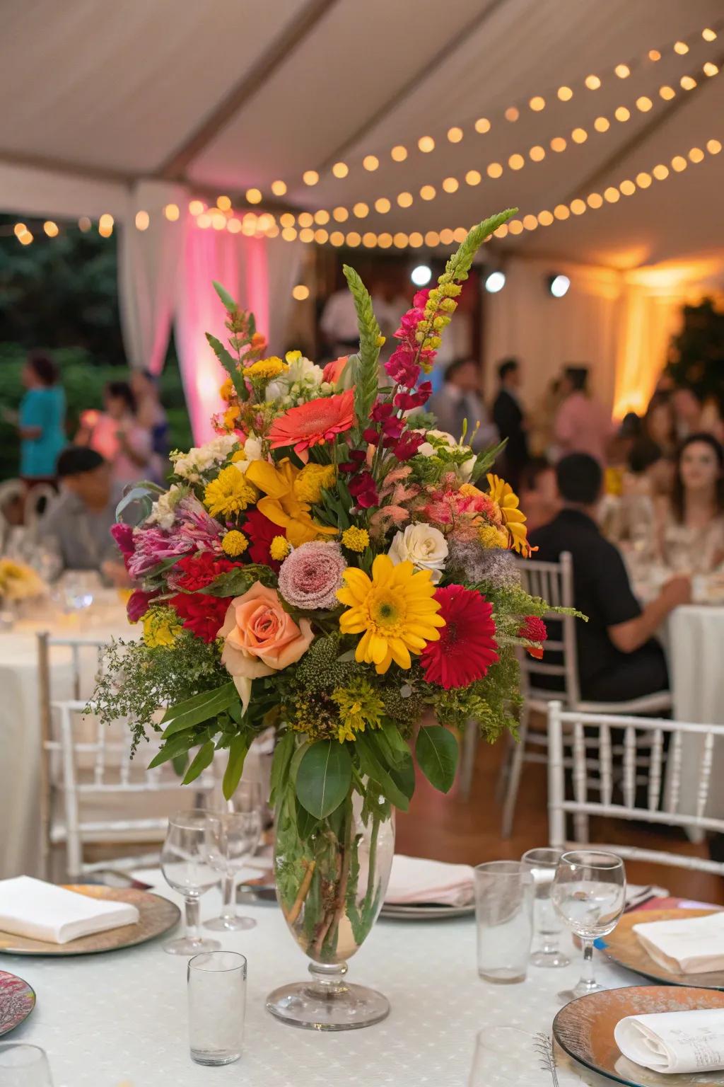 Radiant blossom arrangements introduce color and freshness.