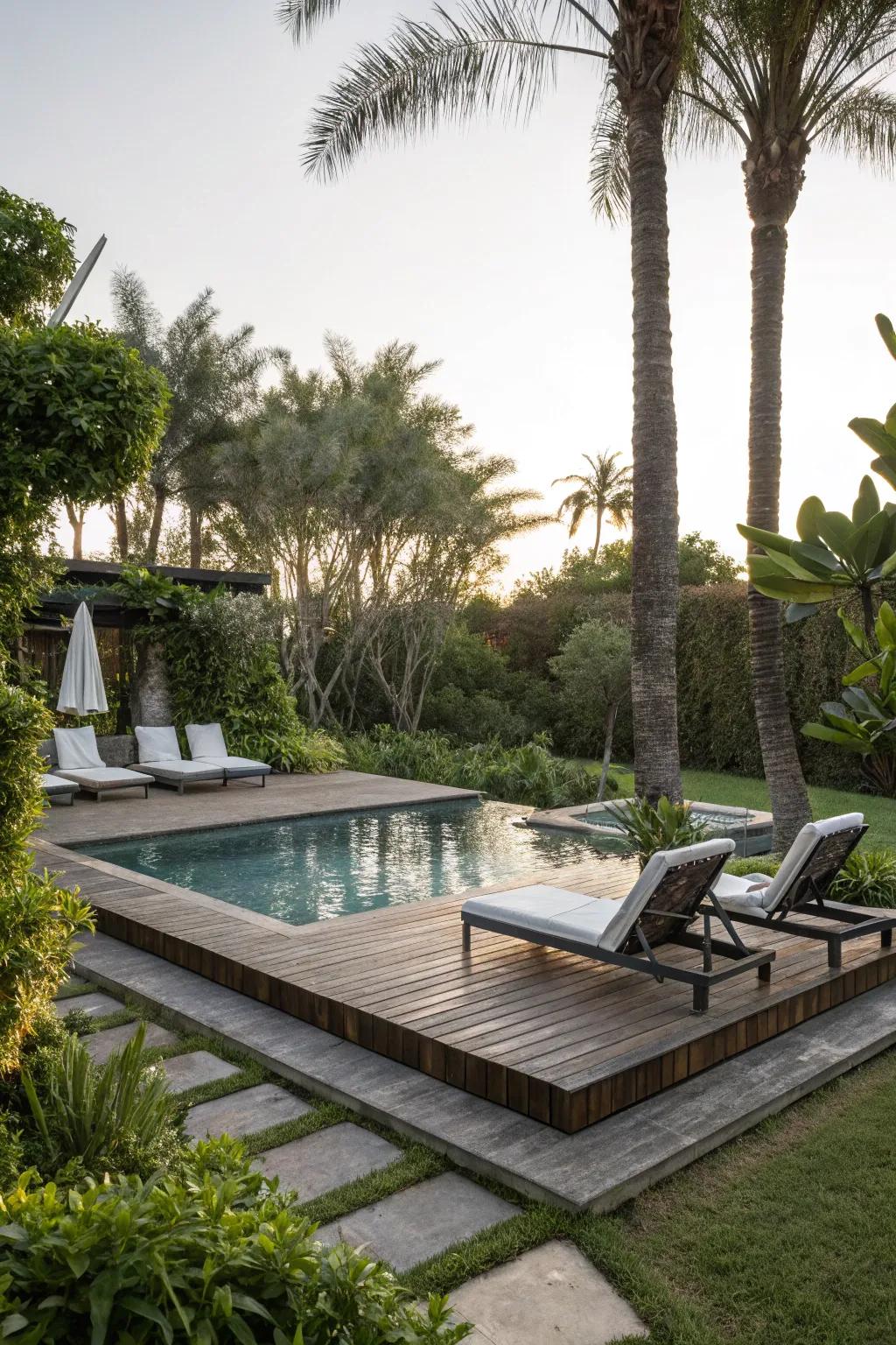 Elevated decks provide specific zones for leisure.