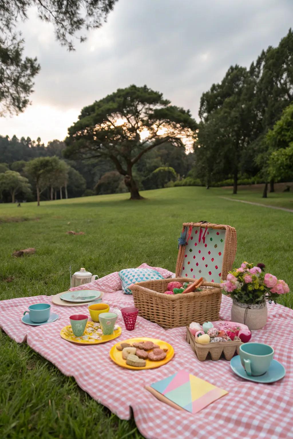 A harmonious color scheme elevates the overall picnic aesthetic.