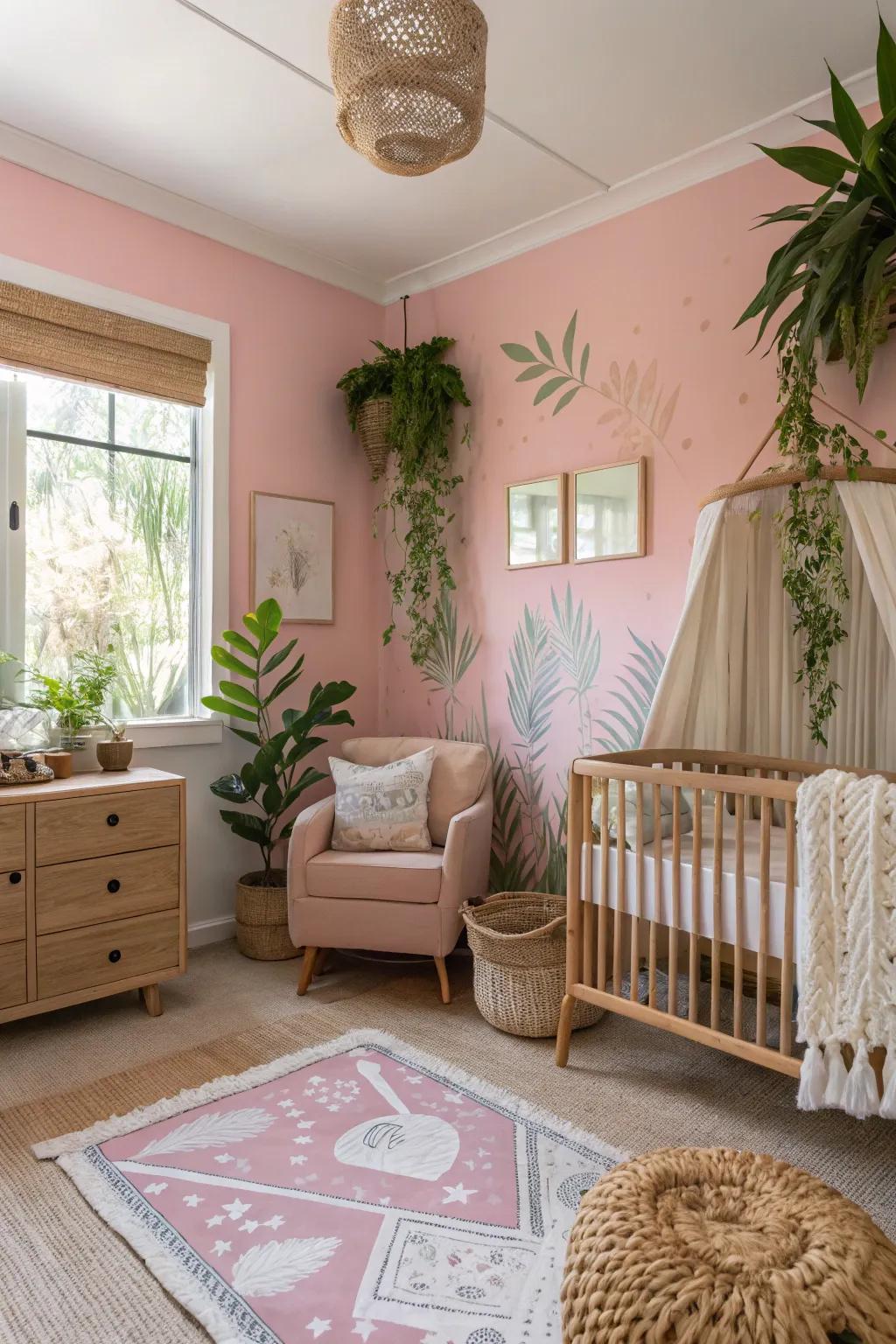 A nursery featuring nature-inspired components that soothe and comfort.