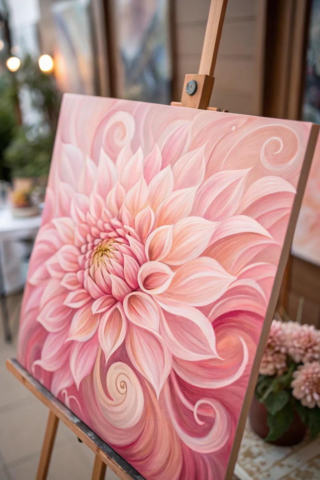 Artistic abstract flower illustrations that are in rouge color.