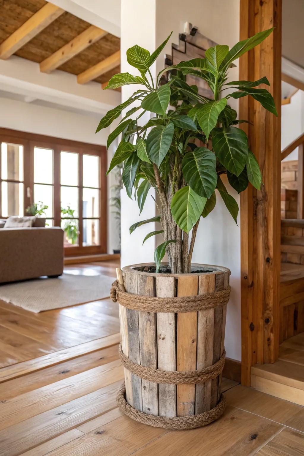 Recycled timber adds sustainability and style.