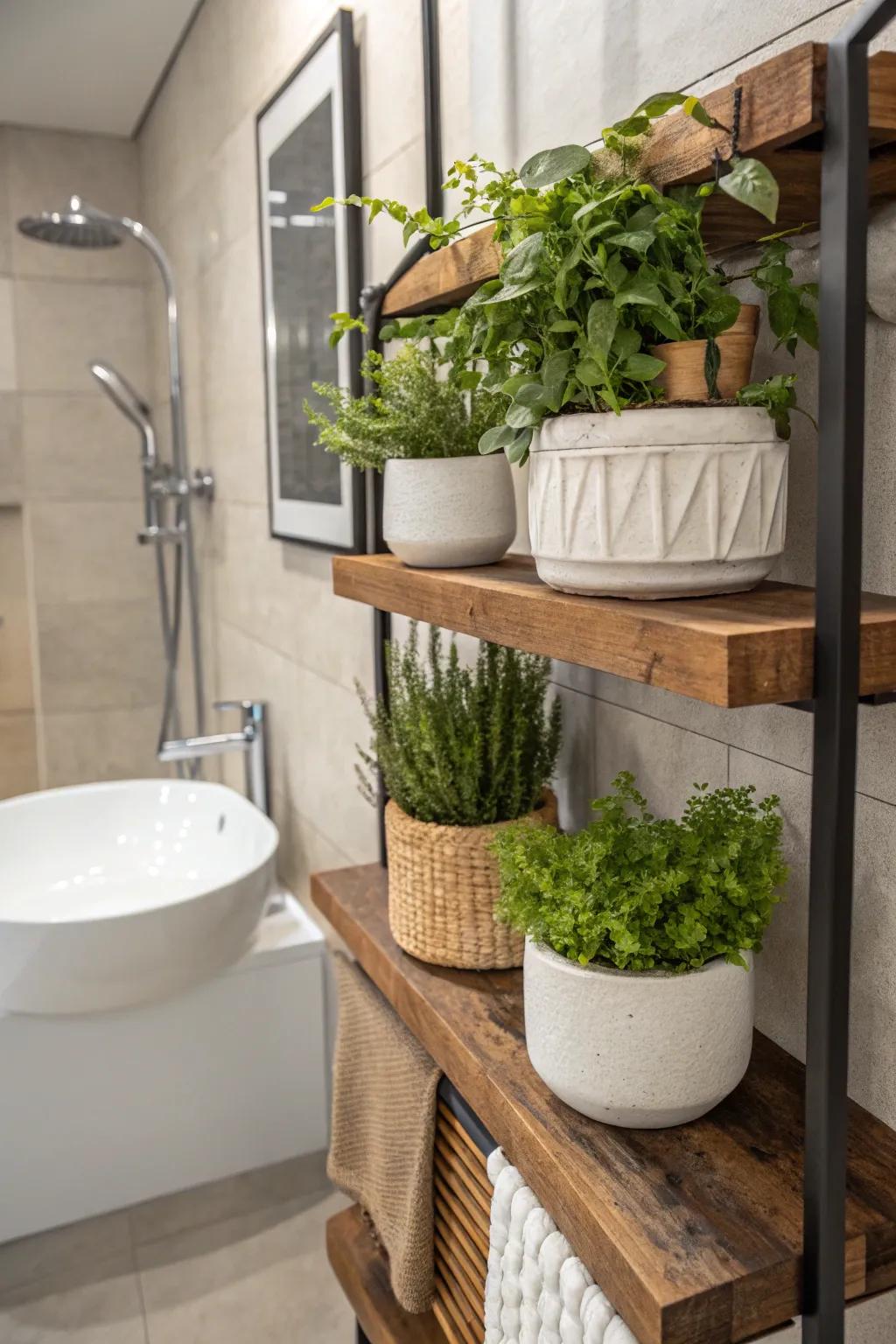 Blend modern and rustic styles for a balanced and inviting bathroom.