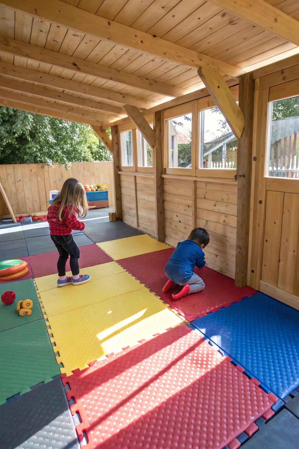 Blended materials offer versatility and flair in playhouse design.
