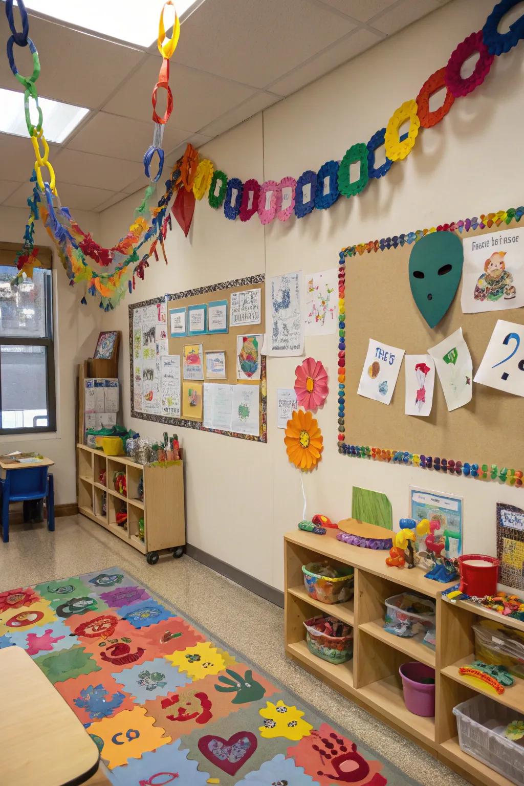 DIY decorations crafted by children adding a personal touch.