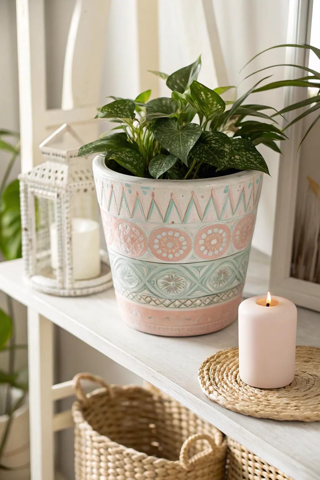 Introduce a burst of color to your area using artfully painted plant pots. 🌿✨