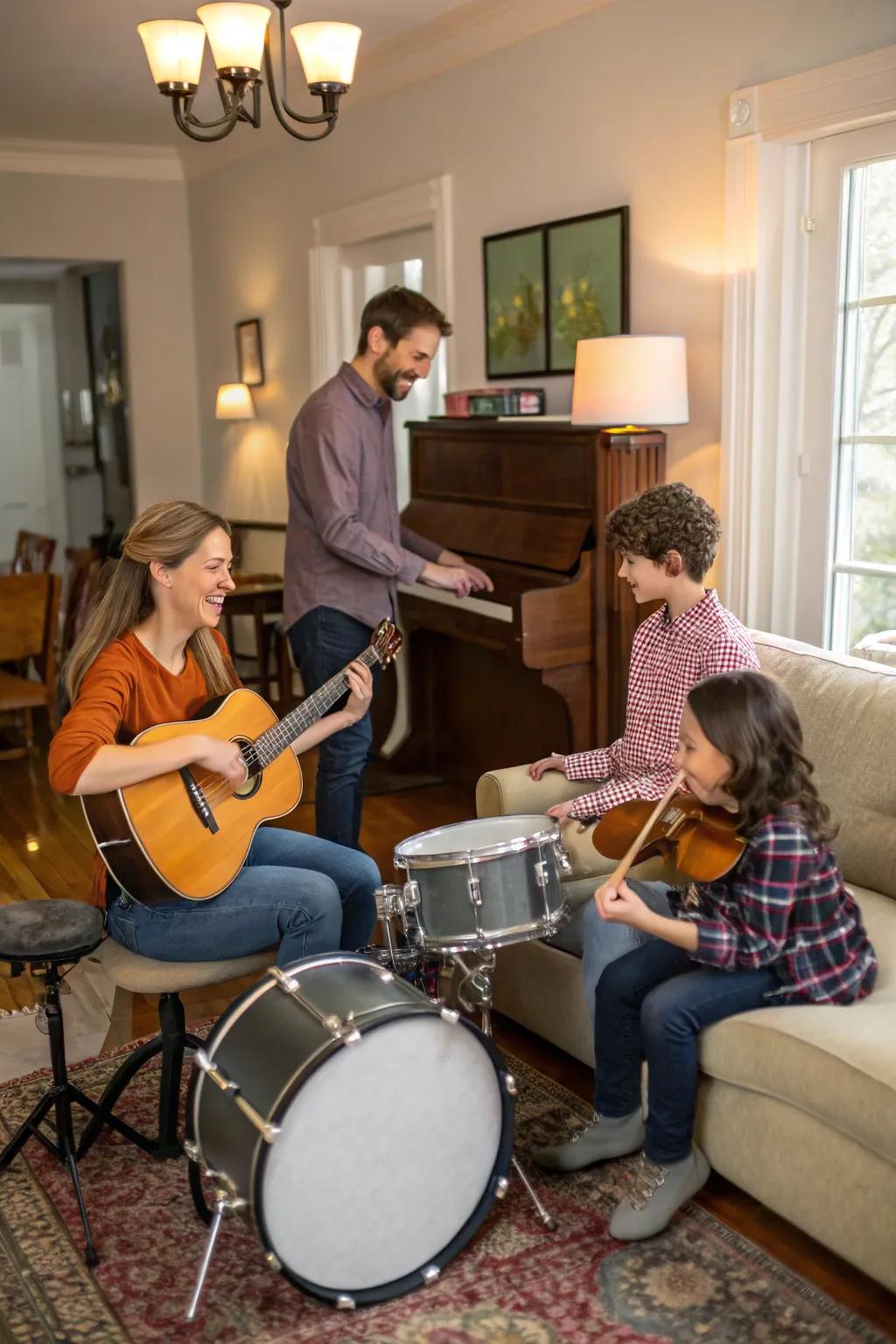 Capture the harmony and cheerfulness of music through instrument props.