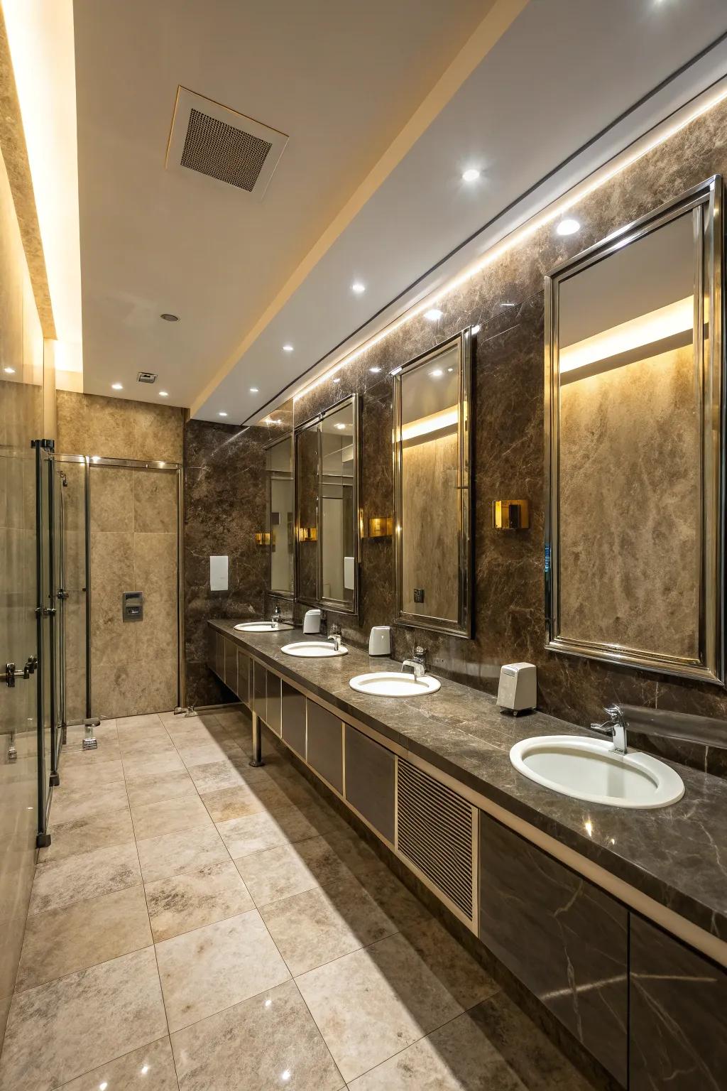 Superior-quality materials enhance the aesthetic of public restrooms.