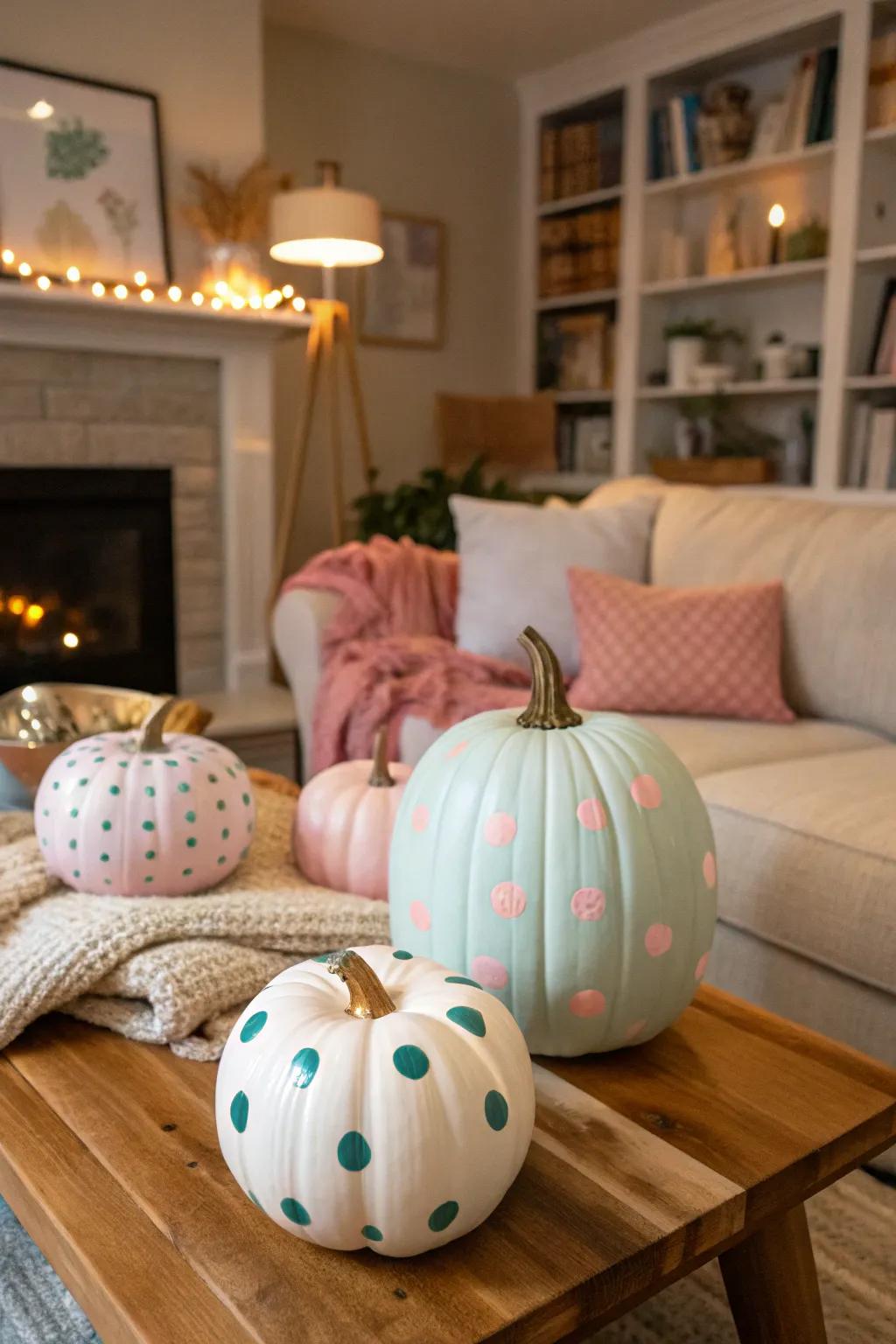 Delicate speck pumpkins append a mellow, whimsical component to fall decor.
