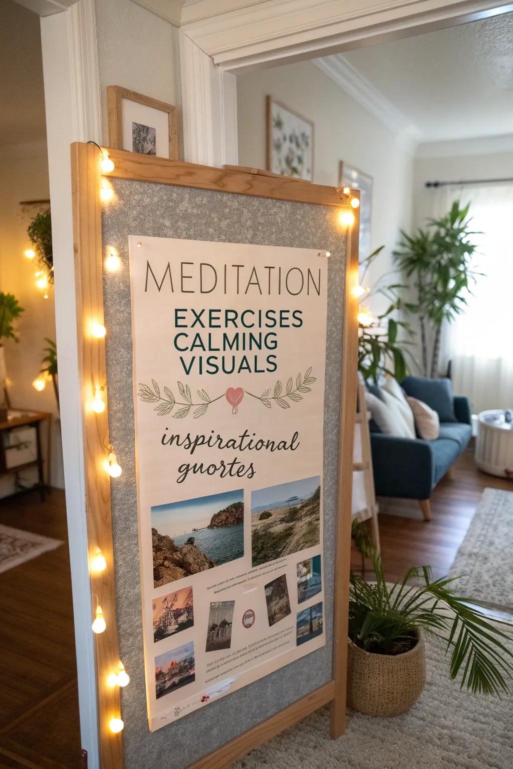 A peaceful pin board focusing on mindfulness and meditation practices.