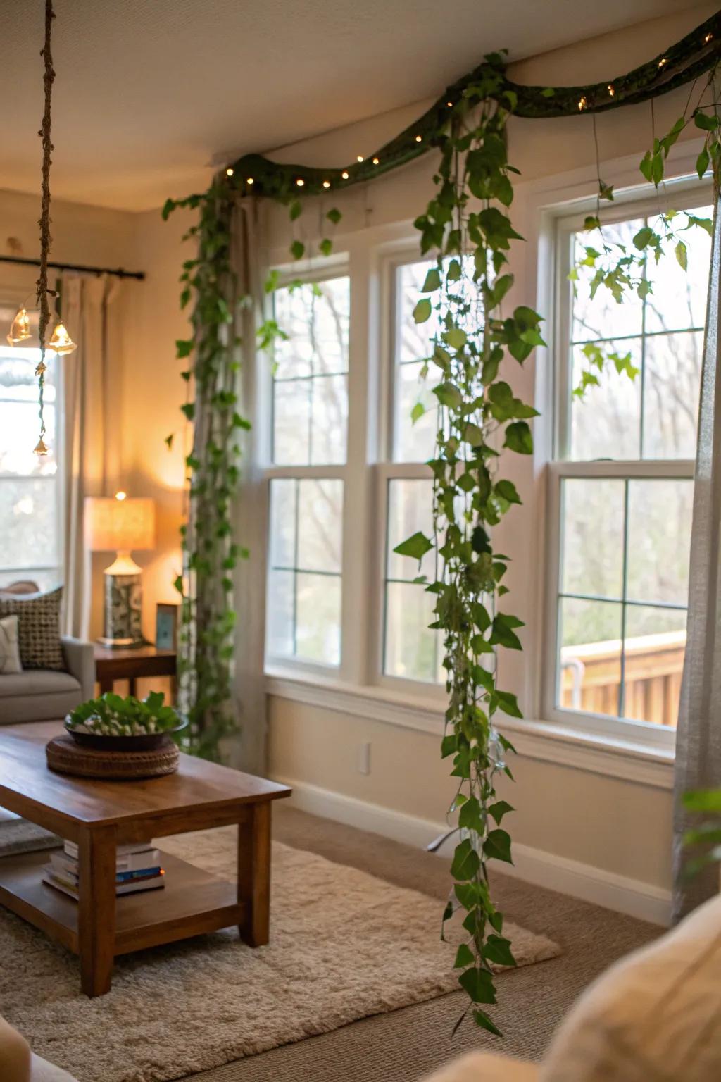 Amplify the jungle vibe through DIY foliage garlands.