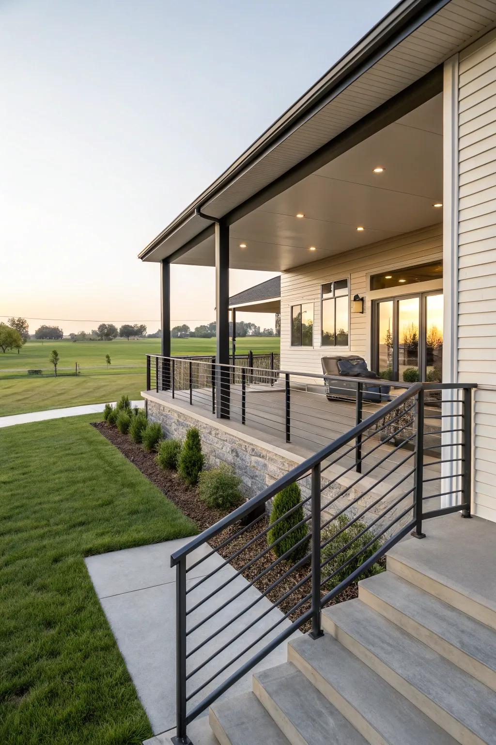 Contemporary railings add safety and a modern touch.