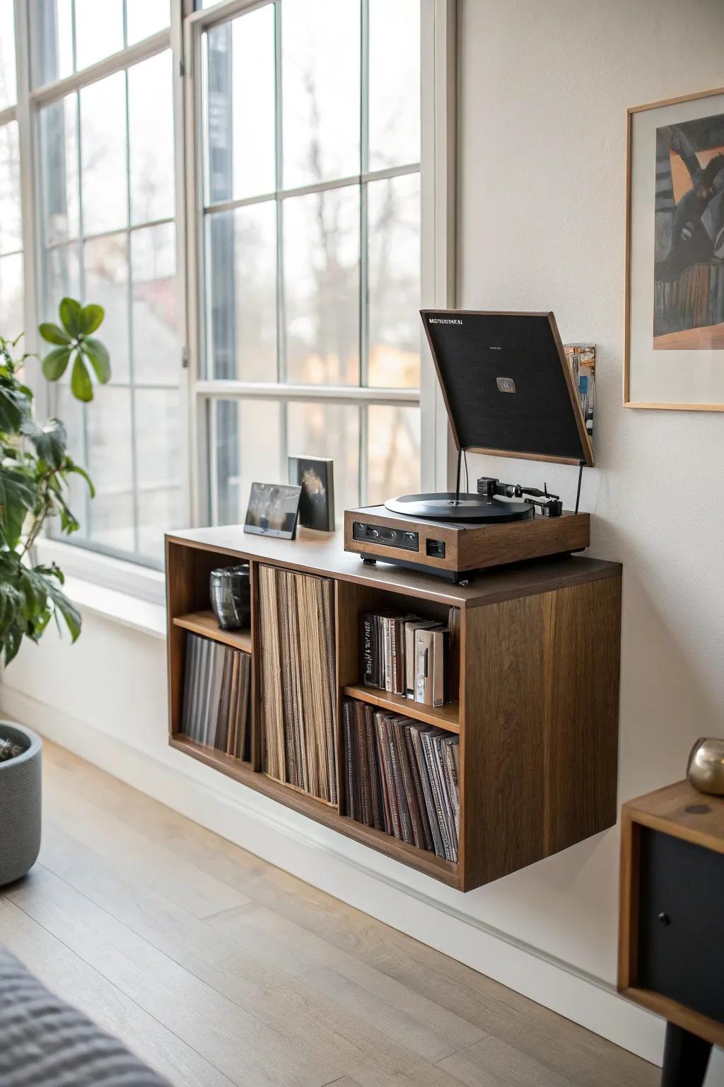 Floating consoles provide an airy, spacious sensation to any room.