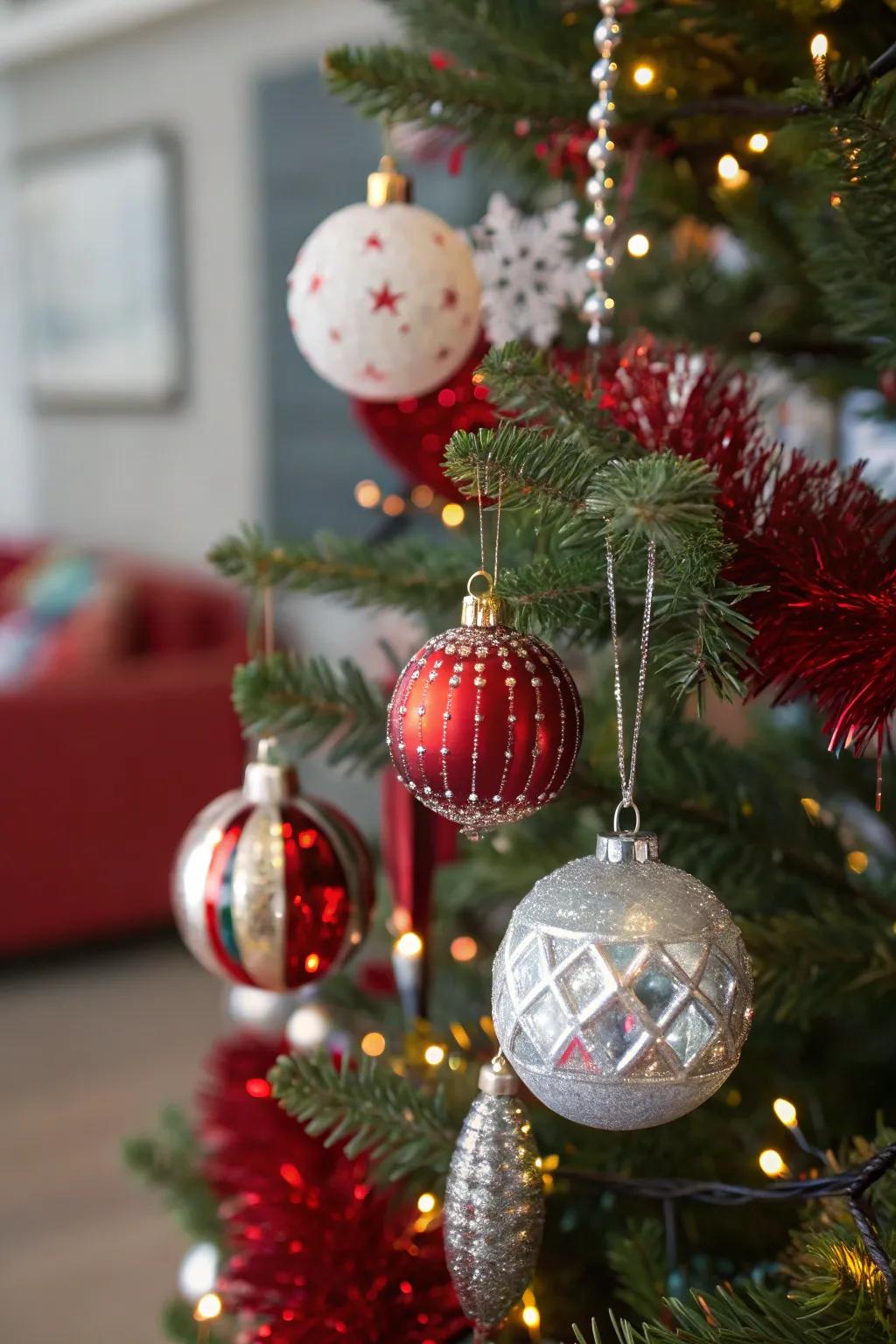 An eclectic mix creates a personalized and unique tree.